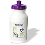 Florene Jewish Theme - Blue Gold Hanukkah With Word Tradition - Water Bottles