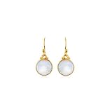 Moonstone Round Drop Earrings in 24 Karat Gold