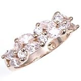 18 kt. Double-Stack Marquis & Round Cubic Zirconia Ring, Gold, 7