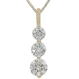 Large Round Moissanite 3 Stone Pendant