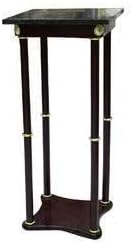 28"H Wooden Cherry Wood Plant Stand w/ Square Green Marble Top