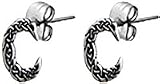 Celtic Letter C Silver Tone Pewter Stud Earrings