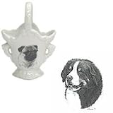 Bernese Mountain Dog Basket, Porcelain by Rosalinde (4.75' tall)