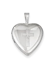 Genuine IceCarats Designer Jewelry Gift Sterling Silver 16Mm Cross Heart Locket