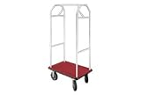 Bellman Hotel Cart 41x24 Satin Aluminum With Burgundy Carpet And Rubber Wheels