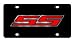 Chevrolet SS (Red) License Plate on Black Steel