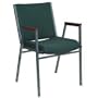 Heavy Duty, 3'' Thickly Padded, Hunter Green Patterned Upholstered Stack Chair with Arms [XU-60154-GN-GG]