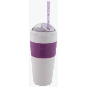 Copco 16-Ounce Cold Beverage Travel Cup with Straw, Purple Jacks