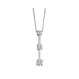 1/7CTW Three Stone Diamond Drop Pendant 10K White Gold
