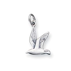 Sterling Silver Antiqued Seagull Charm - JewelryWeb