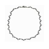 Floral Silver Natural Seed Pearl Choker Necklace (18") - by Dahlia Vintage Jewelry Collection