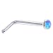 Solid 14KT White Gold 2mm Blue Synthetic Opal L-Shaped Nose Ring - 18 Gauge