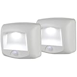 Mr. Beams MB532 Battery Operated Indoor/Outdoor Motion-Sensing LED Step Light, White,, 2-Pack