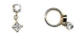 14 karat gold captive belly ring dangle