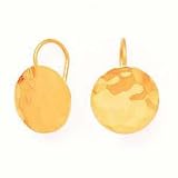 14k Gold Hammered Disk Earrings- 14mm