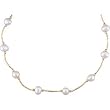 Cultured White Pearl Station Necklace