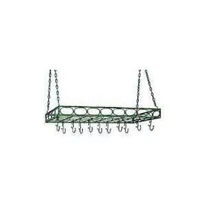 36 x 17¾ x 3¾ Verdigris Rectangular Pot Rack,16 Hooks