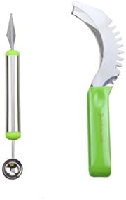 New Watermelon Slicer Corer Server Watermelon Carving Knife Baller Anti-Slip Stainless Steel Watermelon Slicer Corer Tongs With Plastic Handle Camping Outdoors