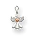14k White Gold Filigree Angel With Heart Charm - title=