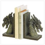 FIERCE DRAGON BOOKENDS MYSTICAL MUTED SOFT GREEN COLOR