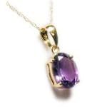 SAVE $316 - 14k 7x5 mm Oval Amethyst Solitaire Pendant $79.00