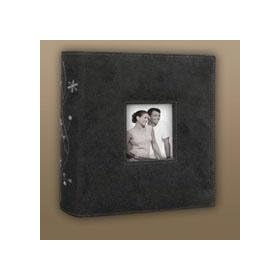 Kleer-Vu Photo Sueded Microfiber Album, Stitching Embroidered Cover, Window on Cover, Holds 200 4x6 Photos, 2 Per Page. Color: Black.
