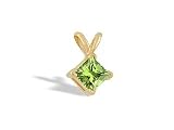 14K Yellow Gold Genuine Square Peridot Pendant