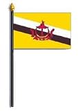 Brunei Flag Rayon On Staff 4 in. x 6 in.
