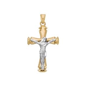 Crucifix Charm in Two Tone 14kt. Gold by