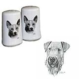 Airdale Terrier Small Salt and Pepper Shakers, Porcelain by Rosalinde (3')