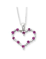 Sterling Silver Ruby Heart Necklace QG1960-18"