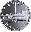 Toronto Coin Canada Silver Dollar 1984 Toronto CN Tower Ancient Canoe Silver Dollar Coin Toronto Ontario