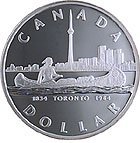 Toronto Canada Silver Dollar 1984 Toronto CN Tower Ancient Canoe Silver Dollar Coin Toronto Ontario