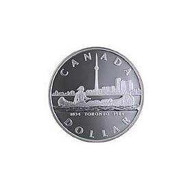 Toronto Coin Canada Silver Dollar 1984 Toronto CN Tower Ancient Canoe Silver Dollar Coin Toronto Ontario