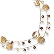 Sterling Silver Yellow Jade/Cult. Pearls & Natural Mother of Pearl Necklace - 16 Inch