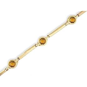 14K Yellow Gold Genuine Round Citrine Bracelet by Jewels For Me