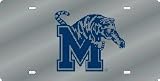 Memphis Tigers Silver Laser Cut License Plate - SET OF 6 - Sports Merchandise