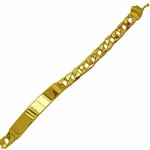 14K Yellow Gold Curb Link ID Men's Bracelet