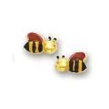 14k Yellow Bee Childrens Stud Enamel Earrings
