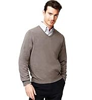 Collezione Cotton Rich V-Neck Jumper with Cashmere