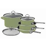 Chantal 7 Piece Enamel-on-Steel Cookware Set, Garden Green Glossy