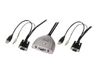 DIGITUS Pocket KVM Switch mit Audio und Datentransfer Funktion USB 2-Port inkl.PC-KVM Kabel fuer 2PCs 1,2m