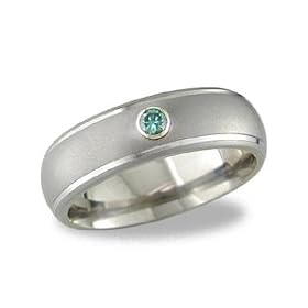 Victoria Titanium Ring with Green Diamond by 