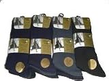 12 Pairs Mens 100% Cotton Dark Assorted Non Elastic socks / Size 6 -11