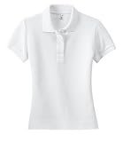 District Threads - Ladies Stretch Pique Sport Shirt White-M