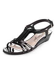 Open Toe Strappy Wedge Sandals