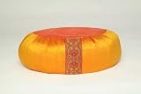 Dali Mama 100 percent Raw Silk Meditation Cushion -Orange/Gold