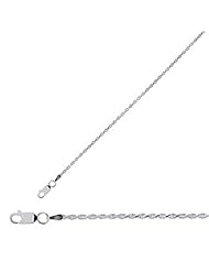 20" 1.4mm (0.06") Textured Diamond Cut 925 Sterling Silver Rope Chain w/ Lobster Clasp