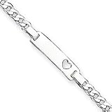 Sterling Silver Child ID Cut-out Heart Bracelet - 6 Inch - Lobster Claw - JewelryWeb