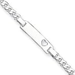 Sterling Silver Child ID Cut-out Heart Bracelet - 5.5 Inch - Lobster Claw - JewelryWeb